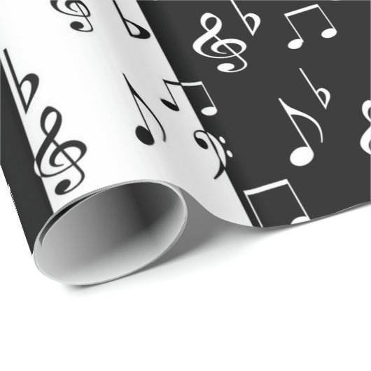 Schwarz-Weiß-Musikstreifen Geschenkpapier (Rolleneckpunkt)