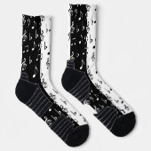 Schwarz-Weiß-Musikstreifen Socken (Rechts)