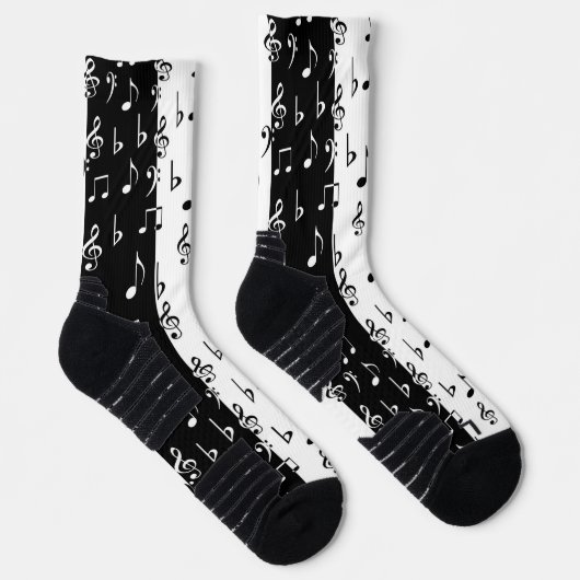 Schwarz-Weiß-Musikstreifen Socken (Rechts)