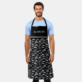 Schwarz-weiß Mustache Pattern Barber Schürze (Getragen)