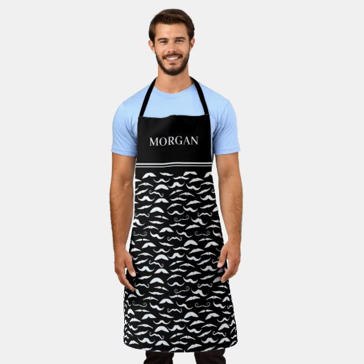 Schwarz-weiß Mustache Pattern Barber Schürze (Getragen)