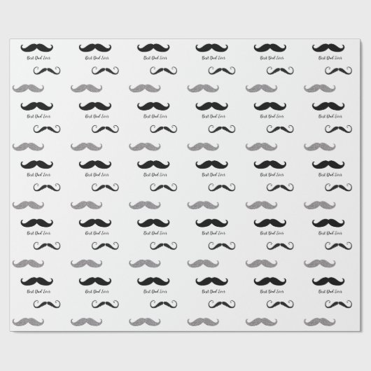 Schwarz-Weiß-Mustaches Geschenkpapier (Flach)