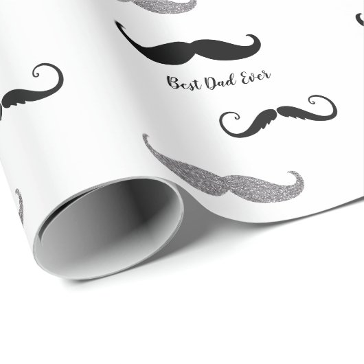 Schwarz-Weiß-Mustaches Geschenkpapier (Rolleneckpunkt)