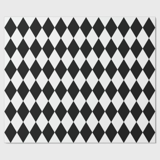 Schwarz-Weiß-Muster aus Diamant-Harlequin Geschenkpapier (Flach)