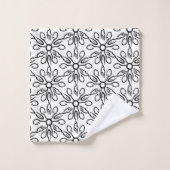 Schwarz-Weiß-Muster Badhandtuch Set (Waschlappen)