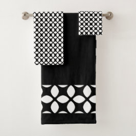 Schwarz-Weiß-Muster Badhandtuch Set