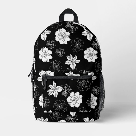 Schwarz-Weiß-Muster Bedruckter Rucksack (Vorderseite)