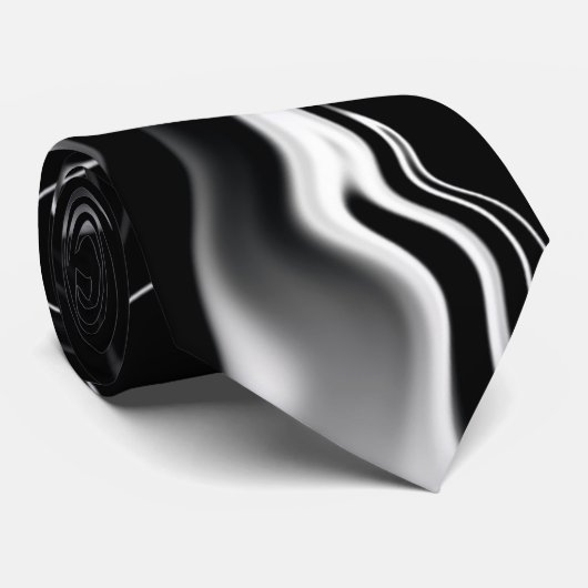 Schwarz-Weiß-Muster Clasy Neck Tie Krawatte (Gerollt)