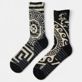 Schwarz-Weiß-Muster-Crew-Socken Socken (Links)