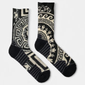 Schwarz-Weiß-Muster-Crew-Socken Socken (Rechts)