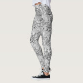 Schwarz-Weiß-Muster der Blumenspitze Leggings (Links)