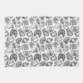 Schwarz-Weiß-Muster der modernen menschlichen Anat Geschirrtuch (Horizontal)