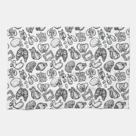 Schwarz-Weiß-Muster der modernen menschlichen Anat Geschirrtuch