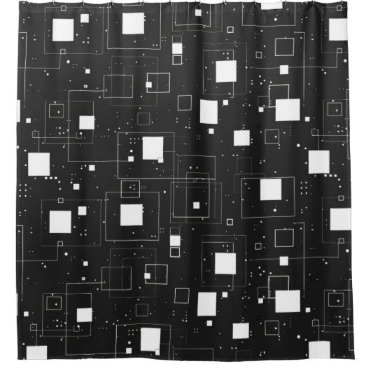 Schwarz-Weiß-Muster Duschvorhang (Vorderseite)