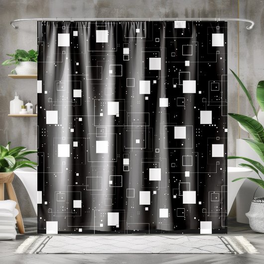Schwarz-Weiß-Muster Duschvorhang