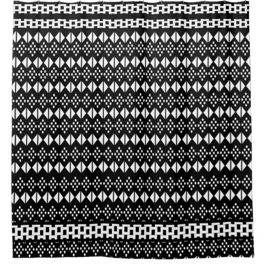Schwarz-Weiß-Muster Duschvorhang (Vorderseite)