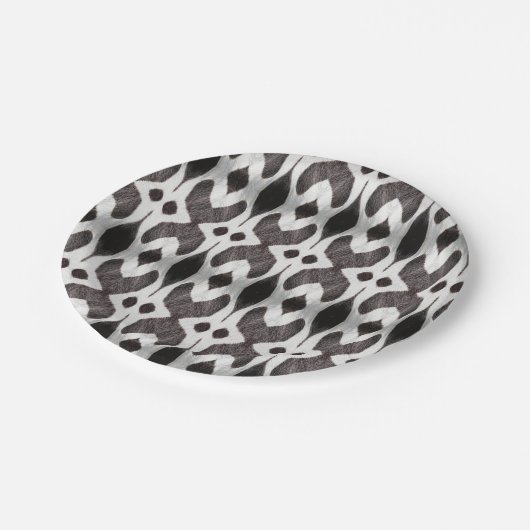 Schwarz-Weiß-Muster Elegante Party-Teller Pappteller (Schrägansicht)