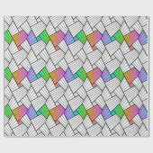 Schwarz-Weiß-Muster für Abstrakte Linien Geschenkpapier (Flach)