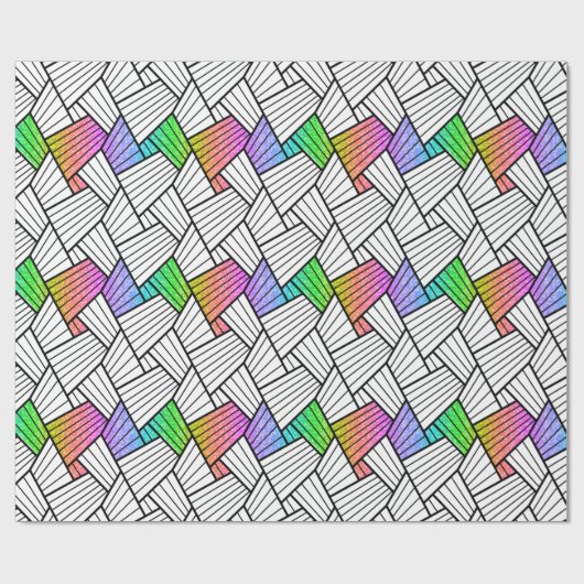 Schwarz-Weiß-Muster für Abstrakte Linien Geschenkpapier (Flach)