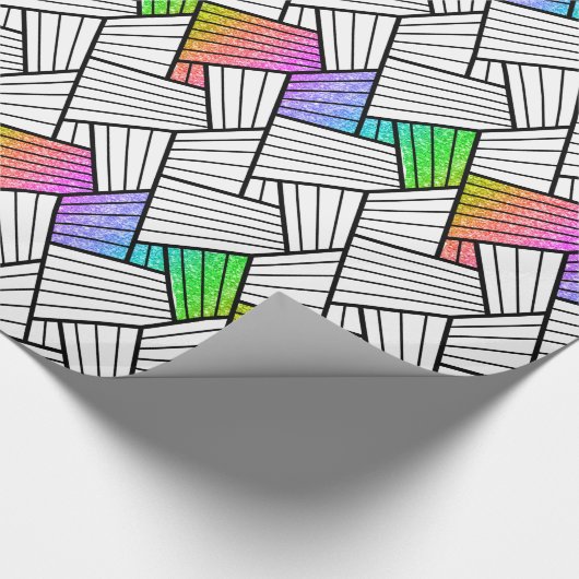 Schwarz-Weiß-Muster für Abstrakte Linien Geschenkpapier (Ecke)