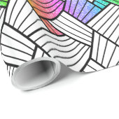 Schwarz-Weiß-Muster für Abstrakte Linien Geschenkpapier (Rolleneckpunkt)