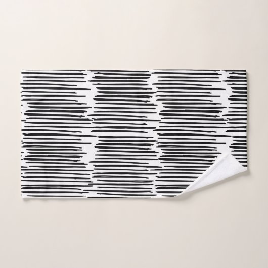 Schwarz-Weiß-Muster für Abstrakte Streifen Badhandtuch Set (Handtuch)