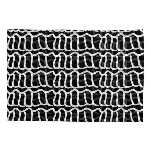 Schwarz-Weiß-Muster für Abstrakte Wavy-Line-Muster Kissenbezug (Rückseite)