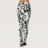 Schwarz-Weiß-Muster für Abstraktes Fraktal Leggings (Rückseite)