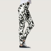 Schwarz-Weiß-Muster für Abstraktes Fraktal Leggings (Rechts)