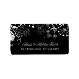 Schwarz/Weiß-Muster für Blumenmuster - Adressetike Adressaufkleber