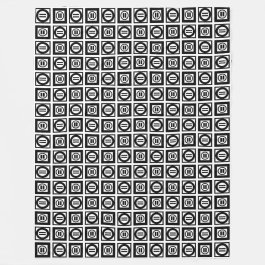 Schwarz-Weiß-Muster für Gleichzeichen Fleecedecke (Vorderseite)