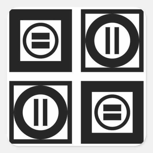Schwarz-Weiß-Muster für Gleichzeichen Quadratischer Aufkleber (Vorderseite)