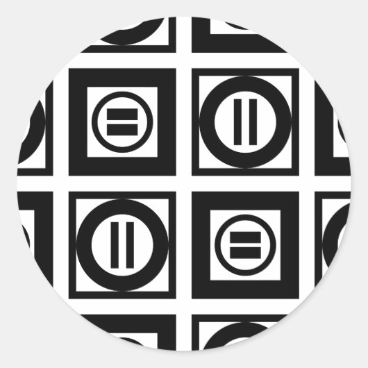Schwarz-Weiß-Muster für Gleichzeichen Runder Aufkleber (Vorderseite)