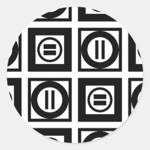 Schwarz-Weiß-Muster für Gleichzeichen Runder Aufkleber