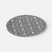 Schwarz-Weiß-Muster für griechisches Schlüsselmust Pappteller (Schrägansicht)