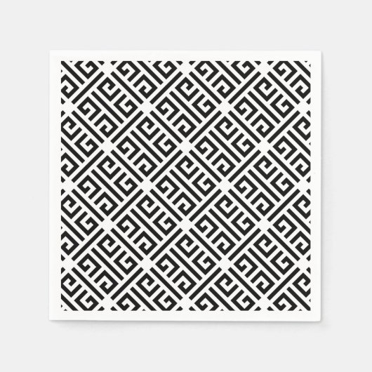 Schwarz-Weiß-Muster für griechisches Schlüsselmust Serviette (Vorderseite)