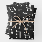 Schwarz-Weiß-Muster für Musiknoten Geschenkpapier Set (Beispiel)