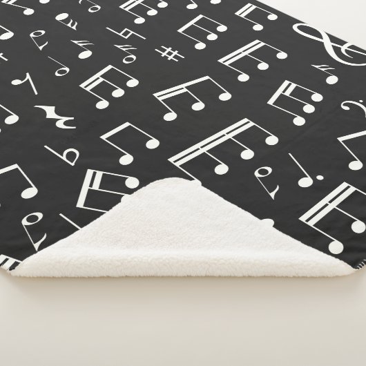 Schwarz-Weiß-Muster für Musiknoten Sherpadecke (3/4)