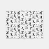 Schwarz-Weiß-Muster für Vintage Hunde Fleecedecke (Vorderseite (Horizontal))