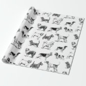 Schwarz-Weiß-Muster für Vintage Hunde Geschenkpapier (Ungerollt)