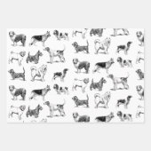 Schwarz-Weiß-Muster für Vintage Hunde Geschenkpapier Set (Vorderseite)