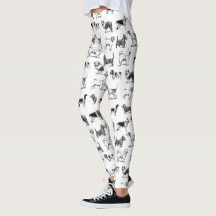 Schwarz-Weiß-Muster für Vintage Hunde Leggings