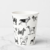 Schwarz-Weiß-Muster für Vintage Hunde Pappbecher (Rückseite)