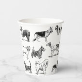 Schwarz-Weiß-Muster für Vintage Hunde Pappbecher (Vorderseite)