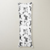 Schwarz-Weiß-Muster für Vintage Hunde Seitenschläferkissen (Vorderseite Vertikal)