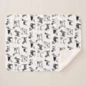 Schwarz-Weiß-Muster für Vintage Hunde Sherpadecke (Vorderseite (Horizontal))