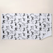 Schwarz-Weiß-Muster für Vintage Hunde Strandtuch (Vorderseite)