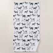 Schwarz-Weiß-Muster für Vintage Hunde Strandtuch (Vorderseite)