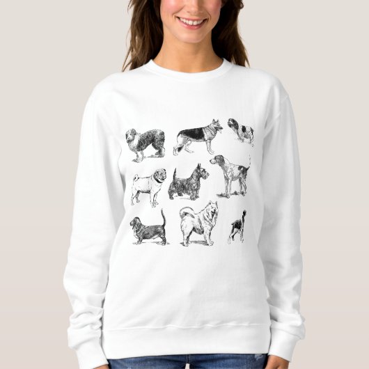 Schwarz-Weiß-Muster für Vintage Hunde Sweatshirt (Vorderseite)