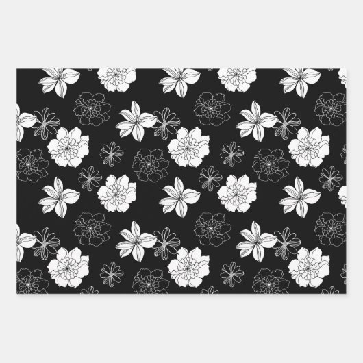 Schwarz-Weiß-Muster Geschenkpapier Set (Vorderseite 2)